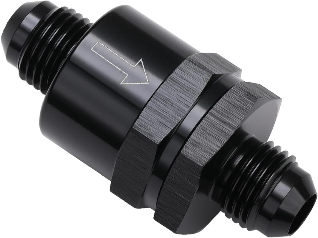 6AN Non Return One Way Inline Check Valve Fitting Aluminum Black