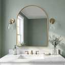 ANDY STAR 24x32’’ Gold Arched Mirror, Brass Bathroom Mirror Arched Top Rounded Corner Seamless Tube Metal Framed, 1’’ SUS304-Anti-Rust, Wall Mounted Vertical for Bathroom, Entryway, Over Sinks