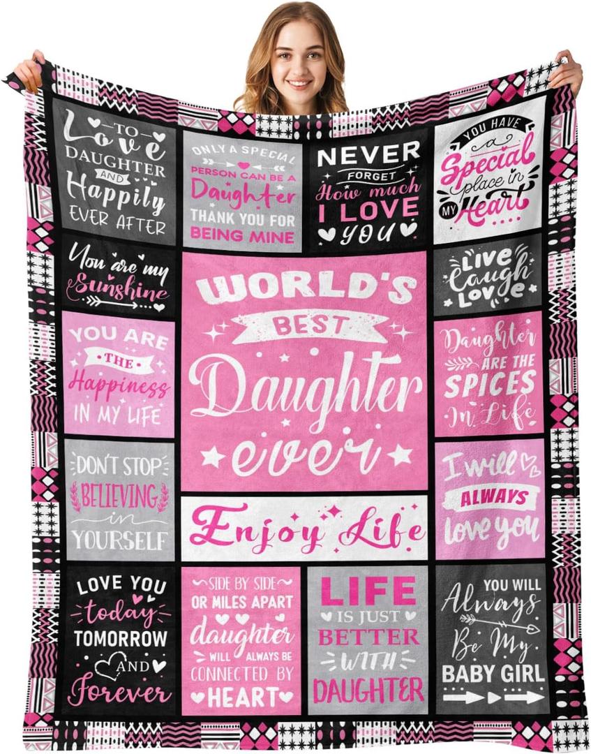 Easter Basket Stuffers for Teen Girls - Daughter Birthday Gifts from Mom Dad - World's Best Daughter Ever Gifts - Mothers Day Graduation Presents for Daughters Adult - Daughters Life Blanket 60"x80"
