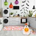 Duraaamo Set of 2 Halloween Ghost Kitchen Mats Pink Cute Halloween Bathroom Rug Non Slip Floor Mat for Kitchen Vintage Farmhouse Indoor Outdoor