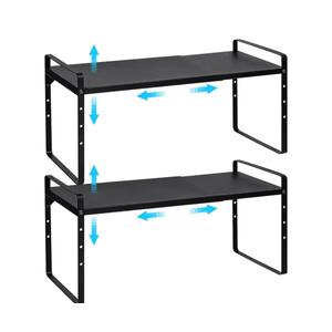 15.5 to 25.5 Inch Expandable Kitchen Cabinet Organizer Shelf, 2 Pack 30 LBS Heavy Duty Adjustable Kitchen Counter Storage Shelves Organizers,Stackable Small Storage Shelf Rack For Cabinet Cupboard