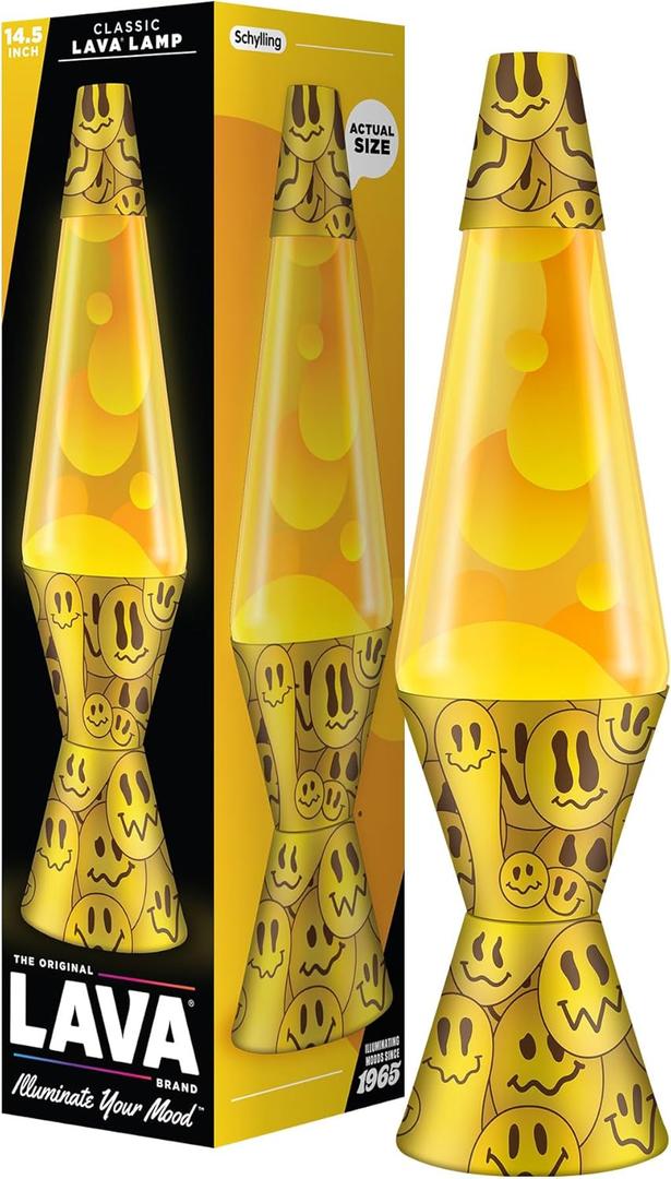 The Original Lava® Lamp - 14.5" Grinning Globs - Classic Liquid Motion Lamp - Yellow Lava and Orange Liquid - Item #2094