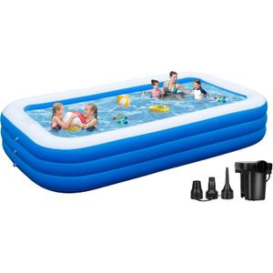 Inflatable Pool with Pump, Extra Large 130'' x 72'' x 22'' Blow Up Pool, Thickened Design Above Ground Swimming Pool for Family, Backyard, Garden, Lawn
