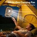Portable Fan, Camping Fan, 20000mAh 6-Inch 18-85H Rechargeable Ultra Thin Foldable with Built-in Power Bank, LED Light, Remote Control, Hook for Outdoor Camping Tent RV Travel (Khaki)