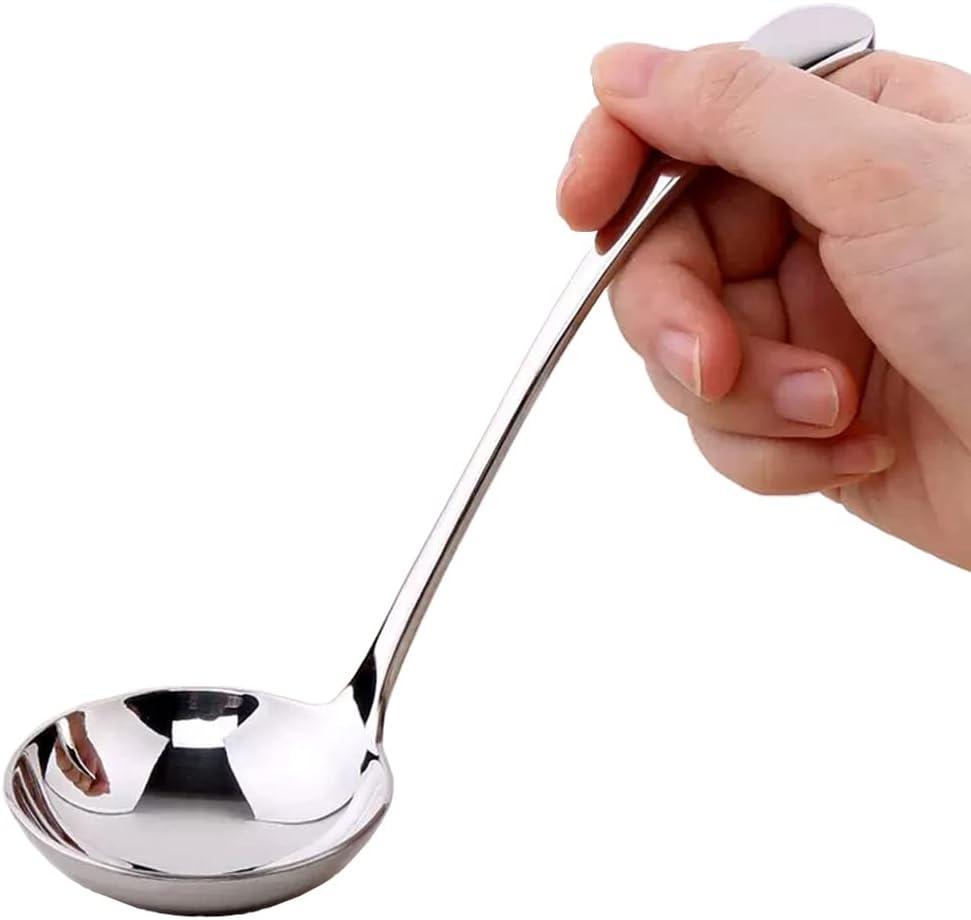 7.9-Inch Silver Small Ladle, Premium 18/10 Stainless Steel,Pack of 2,Ideal for Serving Gravy, Sauce, Soup