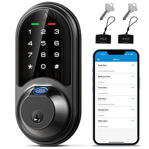 Veise RZ07 Fingerprint Smart Lock, 7-in-1 Smart Locks for Front Door, Keyless Entry Door Lock with App Control, Biometric Electronic Touchscreen Keypad Deadbolt, Matte Black