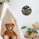 Giosve Vintage Floral Round Wall Art Canvas Framed Poster, Retro Moon Cloud Cottagecore Wildflower Botanical Hanging Wall Sculptures for Home Bedroom Living Room Decor, 10x10 Inch