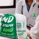 Kacctyen 6 Pcs Breast Cancer Awareness Bags Party Favor Green Ribbon Drawstring Backpacks for Cancer Awareness Month Party Gifts