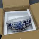 Hollyone Blue and White Vase Porcelain Planters 9 Inch Garden Bowl Modern Ceramic Pots Classic Chinese Floral Vase for Indoor Outdoor Succulents Bonsai Fairy Gardens Herbs