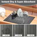 Large Stone Dish Drying Mat for Kitchen Counter, 24"(L)×16"(W) Pu Leather Stone Dishes Mats,Water Absorbing Diatomaceous Earth Drying Pad for Bottles Utensils Cups