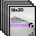 Americanflat 16x20 Picture Frame with Polished Plexiglass - Set of 5 - Galleria Collection - Picture Frames for Wall Display - Black