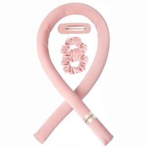 Yanibest Heatless Hair Curler to Sleep in, Overnight Curl Headband for Natural Wavy Curls, No Heat Soft Hair Curler Set with Hair Clip Scrunchies for Styling, No Slip Heatless Curls (Pink)