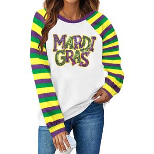 DUTUT Mardi Gras Sweatshirt for Women: Mardi Gras Shirt Sequin Sparkly Crewneck Sweater Carnival Party Pullover Top (S)