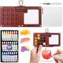 Mini Watercolor Travel Set  24 color Paints, 15 Grids Portable Wooden Travel Palette, Brush, Sketchbook, Metal Clip  Perfect for Artists, Students Ideal for Outdoor Sketching
