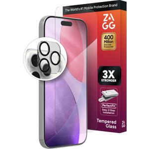 ZAGG Glass+ Screen & Camera Lens Protection for iPhone 17 Pro - Impact & Shatter Protection, Full Coverage Scratch & Smudge-Resistant Tempered Glass, Anti-Reflective Camera Lens Protector