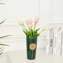 Green Vase, Glazed Ceramic Cylinder Flower Vase for Home Decor, Bedroom, Office, Living Room, Bathroom, Tabletop Decor, Centerpiece Table Decorations (Green)