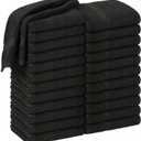 HOME ESSENTIALS Salon Towels (15 x 25 inches) 24 Pack, Black Hand Towels for Bathroom, Quick Dry Gym Towels, Spa Face Towel, Absorbent Cotton Towels for Barber, Gym, Bath, Pedicure and Home Hair Care