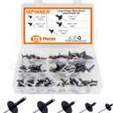 ISPINNER 125pcs Large Flange Aluminum Blind Rivets, Pop Rivets Assortment Kit (Black)