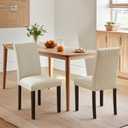 VECELO Upholstered Dining Chairs Set of 2, Modern Fabric and Solid Wood Legs & High Back for Kitchen/Living Room- Beige