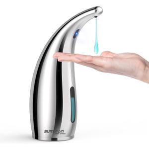 Summon The Elves Automatic Liquid Soap Dispenser,300ML Touchless 4 Gear Adjustable,Countertop Electric Battery Operated Silver Hand Soap Dispenser with Sensor for Bathroom,Kitchen,Office