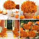 2 x 16 Bundles Artificial Mums for Outdoors Garden Home Decoration Fake Mums UV Resistant Fake Mums Silk Faux Flower Plastic Plants for Outside No Fade Fall Decor for Front Porch Pot Decor