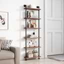Industrial Pipe Bookshelves Rustic Wood Ladder Bookshelf, Industrial Pipe Shelf for Living Room Decor and Storage,Bookcase(Only One Shelf)