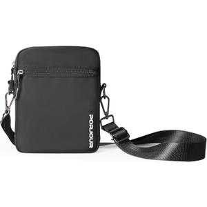 PORJOUR Crossbody Bag Travel Purse for Women & Men, Longer and Wider Adjustable Strap, Small Phone Purse Shoulder Handbag Sporty Tote Messenger Bag for Travel, Festival, Outing, Black