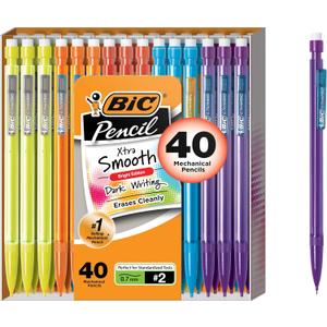BIC Xtra Smooth Mechanical Pencil, 0.7 mm Medium Point, Refillable and Retractable, 40-Count Pack