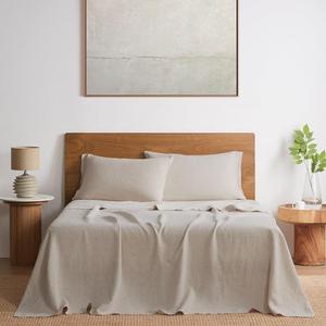 DAPU Pure Linen Sheets Set, 100% French Linen from Normandy, Breathable and Durable for Hot Sleepers, 4 Pcs Set - 1 Flat Sheet, 1 Fitted Sheet, 2 Pillowcases (Natural Linen, King)