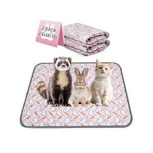 Reusable Guinea Pig Cage Liners, 24" x 18" (Pack of 2) Washable Pee Pads , Super Absorbent & Waterproof & Anti-Slip Pet Bedding Liner, Rabbit Cage Mat for Small Animals (Pink)