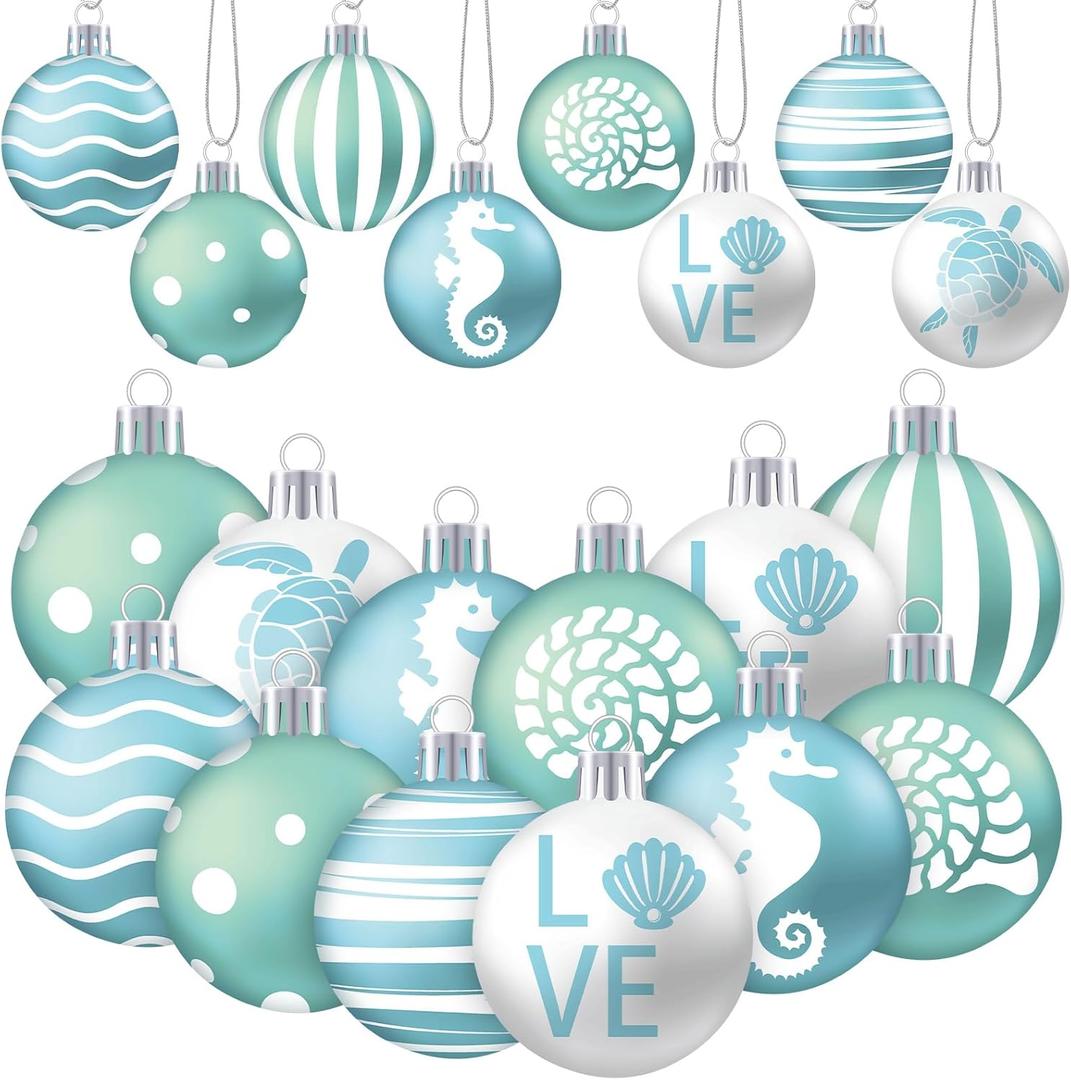 HyDren 40 Pcs Summer Ornaments for Tree 1.18 Inch Beach Ocean Decorations Small Hanging Summer Tree Decorations Balls for Holiday Party Favor Home Decorative Tropical Supplies