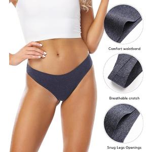 Wealurre Women's Cotton Thong Breathable Panties Low Rise Underwear (4 Pack, L, Assorted)