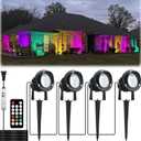 20W Outdoor RGB LED Spotlights 4 Pack, 120V 1000lm with Remote & Transformer, 12 Colors 19 Modes, IP65 Waterproof 46.5ft Cord, Landscape Lights for Yard Garden Christmas Halloween (RGB (Red, Green, Blue))