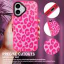 SAKUULO Magnetic for iPhone 16 Plus Case Hot Pink Leopard Print Pattern [Compatible with MagSafe] [with Screen Protector] Wireless Charge Strengthen Protection Cover, Hot Pink Leopard (6.7")