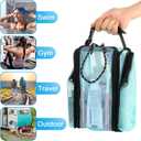 Cosmos Mesh Shower Caddy Toiletry Organizer Hanging Shower Tote Bag, Quick Dry Shower Organizer Portable Bath Bag with Durable Zippers & Side Pockets for Travel Gym Swimming Beach & Camp (Aqua Blue)
