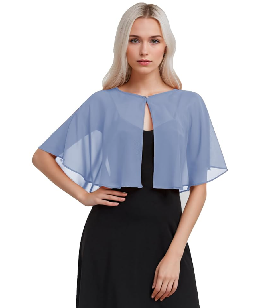 Women's Soft Chiffon Capelets Shawls and Wraps for Evening Wedding Cape Bole Cover Up
