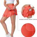 Mini Pleated Tennis Skirt for Women: Flowy Skorts for with Shorts Pockets - Athletic Trendy - Golf Pickleball (X-Small, Scorched Red Coral)