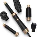 5 in 1 Blow Dryer Brush Set with Air Curler Wrap Hair Styler, Negative Ionic Hair Dryer Brush, Detachable Hair Tool for Curling, Volumizer,Straightener,Drying (Black)