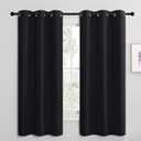 NICETOWN Bathroom Blackout Thermal Curtains and Drapes, Black Solid Thermal Insulated Grommet Blackout Drapery Panels for Window (2 Panels, 42 inches Wide by 68 inches Long, Black)
