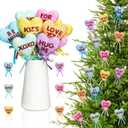 Bucherry 12 Pcs Conversation Hearts Decorations Valentine's Glitter Candy Heart Picks with Ribbon Heart Tree Pick for Home Romantic Farmhouse Decor Wedding Anniversary Birthday Party Supplies