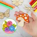 80PCS Wooden Spring Ornaments to Paint, 8 Styles DIY Blank Unfinished Wood Cutouts Ornament for Home Crafts Hanging Decorations, Insect Dragonfly Butterfly Snail Watering Can Mushroom Flower Shape