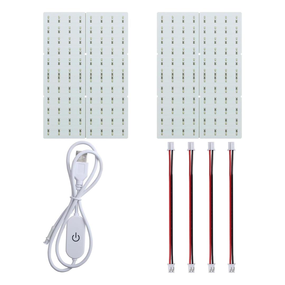 Lithophane LED Backlight Board(4Pcs): PCB Light Replacement Kit with Connection Cable for Transparent Illumination Panel Photo Model DIY Printing Project 3D Printer Accessories