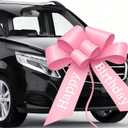 Big Happy Birthday Car Bow, 30 Inch Giant Bow for Car, Large Giant Car Bow for Present, Large Gift Wrapping Bow for Birthday, Surprise Party, Christmas, Wedding Reception, Festival (Pink)