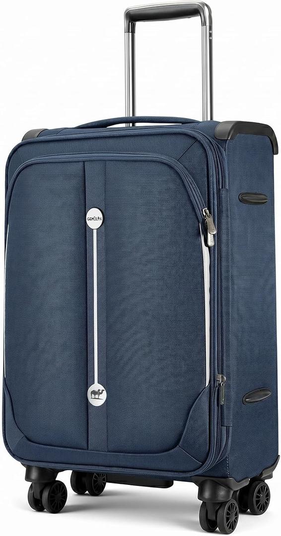 Carry On Luggage 22x14x9 Airline Approved, Softside Expandable Lightweight Travel Suitcase with Spinner Wheels (Blue, Carry-on 20 inch)