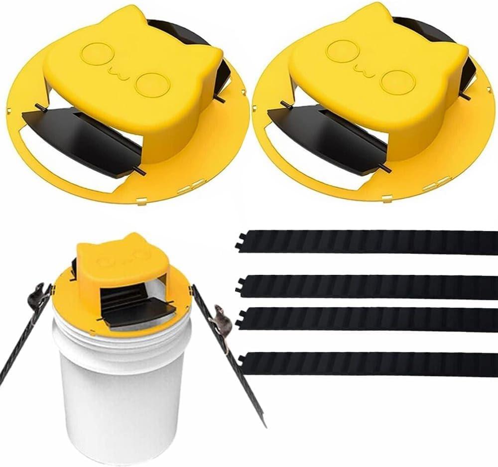 2 Pack Mouse Rat Trap Bucket Lids | Multi-Catch Auto Reset 5 Gallon Mouse Bucket Indoor for Home | Bucket Trap for Mice & Rats | Reusable Indoor & Outdoor Mouse Traps Bucket