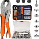 Snap Fasteners Kit, Heavy Duty Fastener Tool and 60-Set 15mm Marine Snaps Stainless Steel for Boat Covers/Tarp/Canvas/Upholstery/Leather Metal Press Studs Replacement, Installation, Repairing