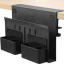 MAXECHO Desk Side Storage, Under Desk Laptop Mount, Table Side Hanging File Organizer, No Drill Clamp On Cable Management Tray, Laptop Holder with Magnetic Pen Holder for Office and Home, Load 22 Lbs (Black)
