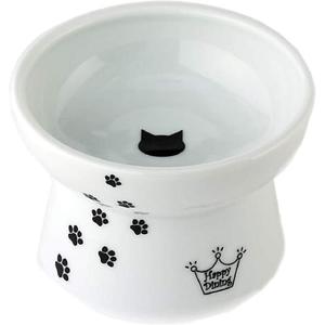 Necoichi Raised Stress Free Cat Food Bowl, Elevated, Backflow Prevention, Dishwasher and Microwave Safe, No.1 Seller in Japan! (Cat, Regular) (White)