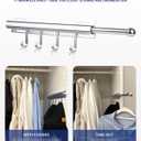 BaiNong 12 inch Valet Rod for Closets Pull Out Closet Valet Rod Slide Out With 4 Hooks Silver Pull Out Clothes Hanger