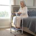 step2bed Mini Step Stool with Handle for Elderly - Adjustable Height for Seniors with Handicap Grab Bars - Use for Bed, Bathtub. Stainless Steel Portable Step Stool for Bed (300 LBS Capacity)